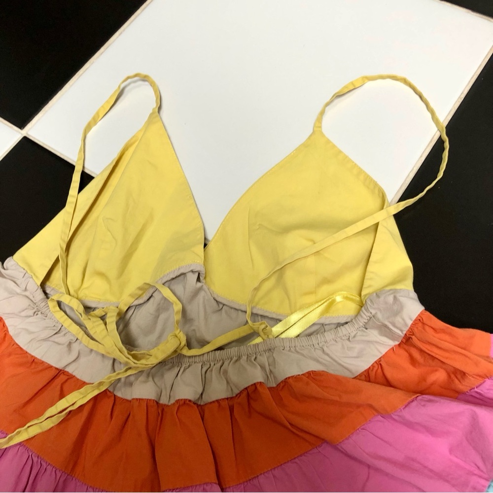 Staud Olympia Colorblock Spaghetti Strap Flowy Tank Top Multi Baby Blue Pink szM - Picture 10 of 14